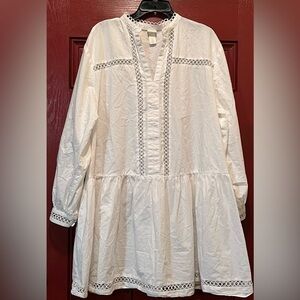 H&M White Blouse with Lace Trim